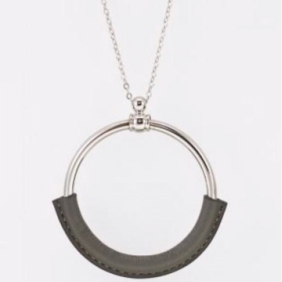 Argento Vivo Leather Open Circle Pendant Necklace - Picture 2 of 7